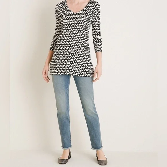 Chicos So Slimming Ankle Frayed-Hem Girlfriend Jeans Sz-12R (Chicos-2R) A15 - Picture 13 of 13